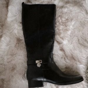 (On Hold) Michael Kors, black leather boots with side zipper, size 7.5.  NWOT